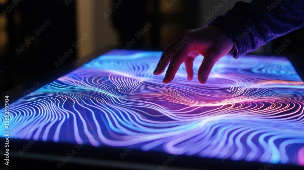 Poster Hand Interacting With Luminous Waveform Display