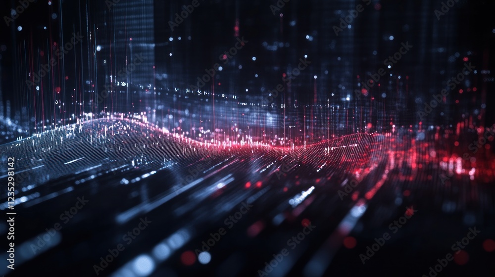 Poster Abstract Digital Data Visualization Red Blue Network