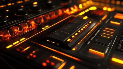 Futuristic Control Panel Glowing Orange Lights