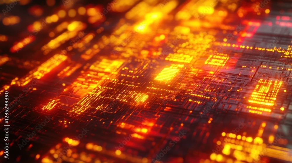Poster glowing circuit board abstract technology design