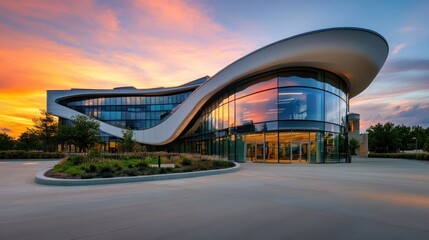 Modern Building Sunset Architectural Design