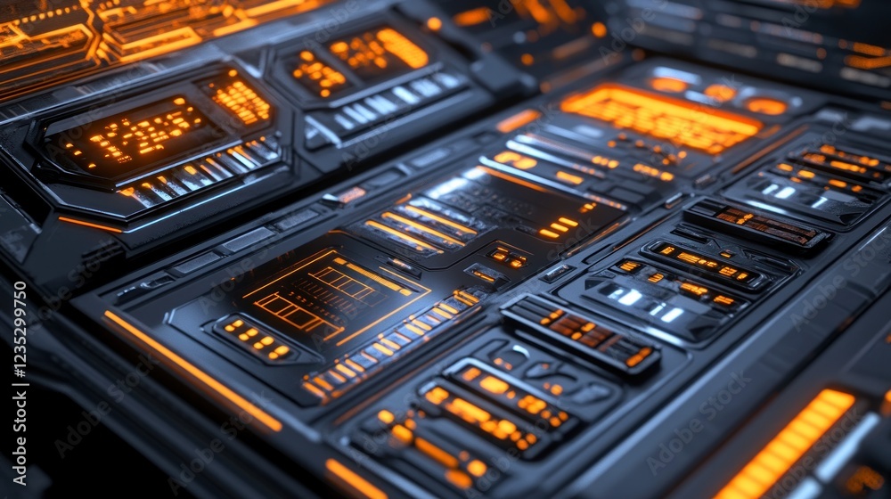 Poster futuristic technology control panel interface design
