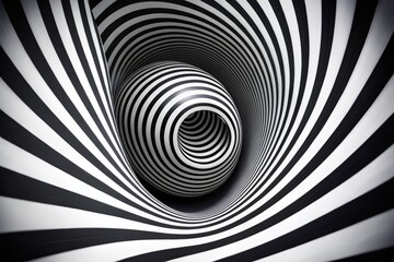 Hypnotic Black & White Spiral Tunnel: Optical Illusion Loop Animation Stock Photo