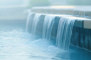 Serene Waterfalls in a Modern Pool