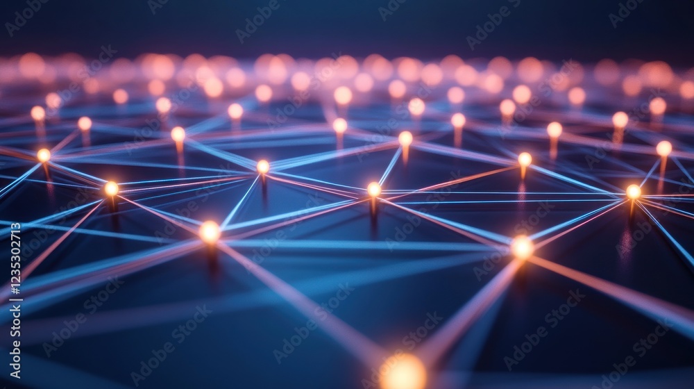 Poster Illuminated Network Nodes Connected by Lines
