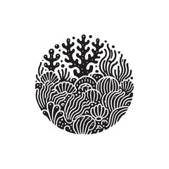 Black Color Sea Sponge silhouette design Vector Illustration, Solid White Background (1).eps