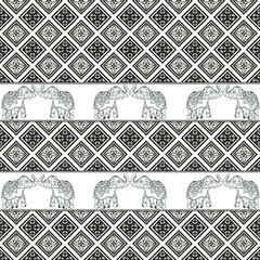 Beautiful seamless pattern handmade ikat art.folk embroidery and Mexican style. Aztec geometric art ornament print. photo mandalas pattern and Background concept.