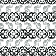 Beautiful seamless pattern handmade ikat art.folk embroidery and Mexican style. Aztec geometric art ornament print. photo mandalas pattern and Background concept.