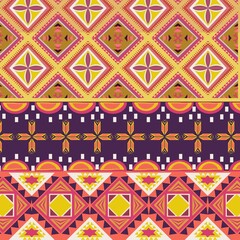 Beautiful seamless pattern handmade ikat art.folk embroidery and Mexican style. Aztec geometric art ornament print. photo mandalas pattern and Background concept.