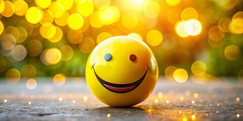 Joyful Yellow Smiley Face, Big Grin, Candid, Happy Emotion, Stock Photo