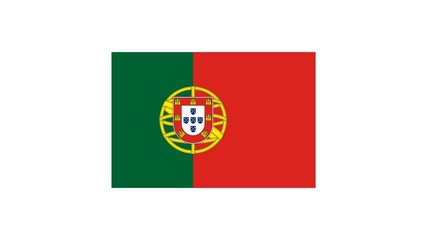 Portugal national flag isolated on white background. Portuguese republic is a country in the Iberian peninsula in southwestern Europe.