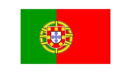 Portugal national flag isolated on white background. Portuguese republic is a country in the Iberian peninsula in southwestern Europe.