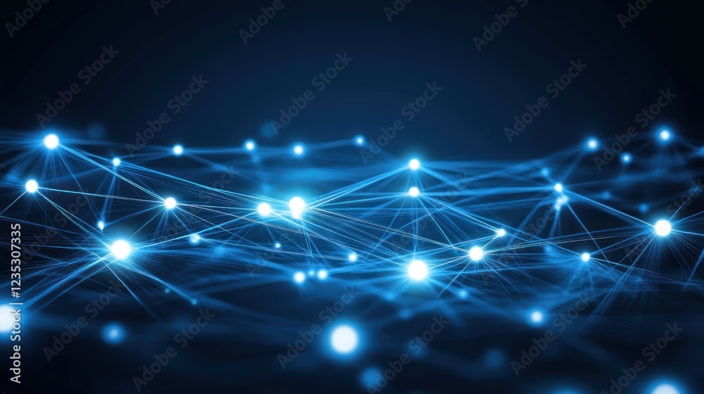 Poster abstract network connections blue light pattern