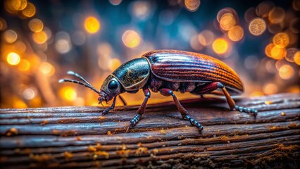 Fototapeta premium Long Exposure Photography of Spondylis buprestoides Beetle on Old Wood