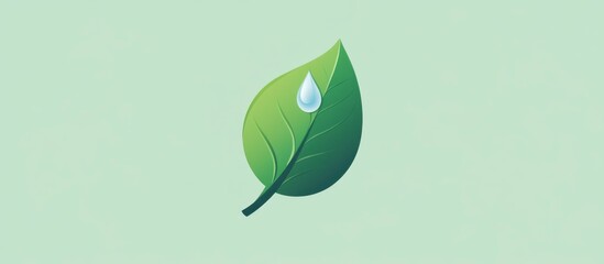 Single Green Leaf with Water Droplet - Eco-Friendly Icon