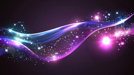 Obraz premium Abstract Purple Blue Wave With Sparkling Lights