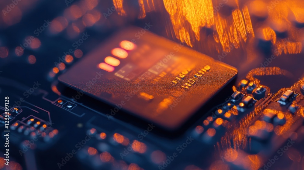 Poster Closeup of a computer processor on a circuit board