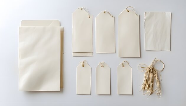 Blank Cream Paper Tags Envelopes and Twine