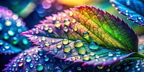 Lush Green Leaves Glistening in the Rain - Close-Up Macro Photography