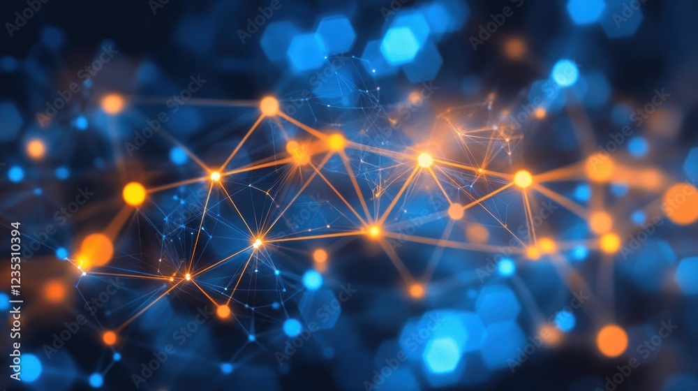 Aufkleber Abstract Network Illuminated Nodes Connected Lines
