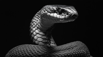 Fototapeta premium A Monochrome Portrait of a Majestic Snake
