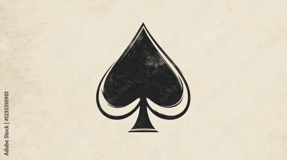 Aufkleber Black spade symbol on a textured background representing playing cards and games of chance. Generative AI