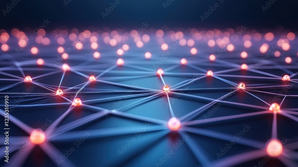 Aufkleber Illuminated Network Nodes Forming a Complex Interconnection