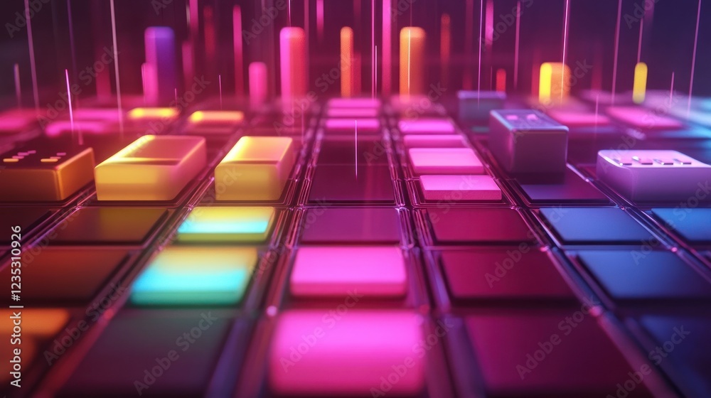 Poster Abstract Colorful Grid Digital Interface Design