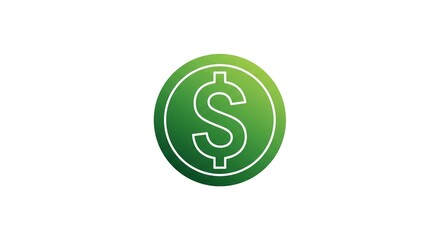 Fototapeta premium Green Gradient Circle Coin with Dollar Sign Finance Money Economy Icon