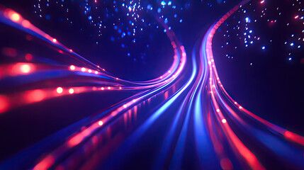 Electric Energy Clash: Blue and Pink Lightning in Cosmic Space