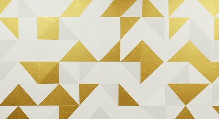 Fototapeta premium Abstract Geometric Gold and White Triangle Pattern Background Texture
