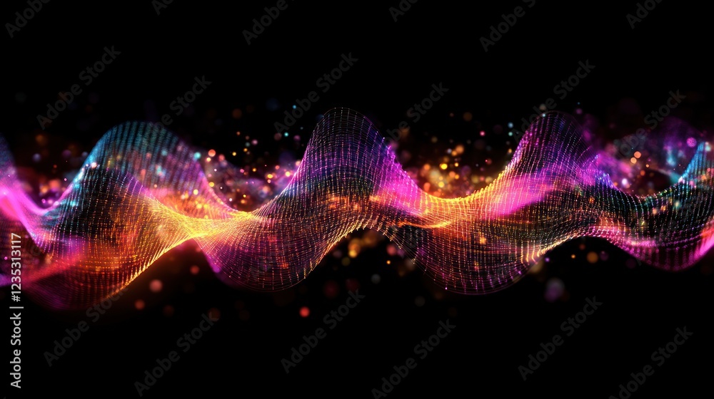Poster abstract colorful wave of light and sparkle