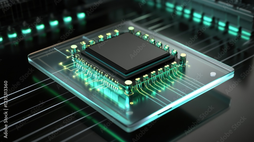 Poster Advanced Microprocessor On Transparent Circuit Board