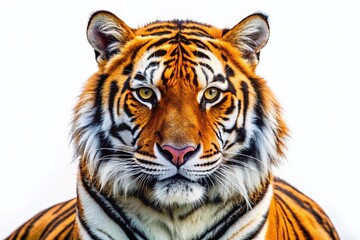 Fototapeta premium Majestic Bengal Tiger Isolated on White Background - Wildlife Stock Photo