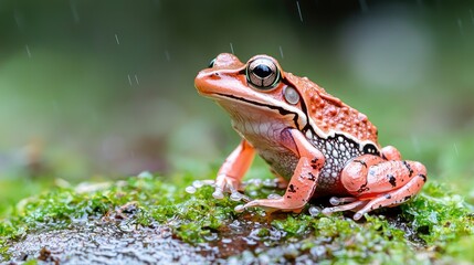 Obraz premium Orange frog rainforest rain nature wildlife photography