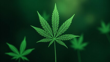 Fototapeta premium AI algorithms create marijuana leaves in a simulated environment. Intricate data patterns and molecular structures form each leaf, illustrating AI's role in organic growth.