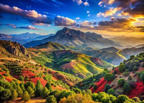 Majestic Kabylie Mountains: Scenic Landscape Photo with Copy Space