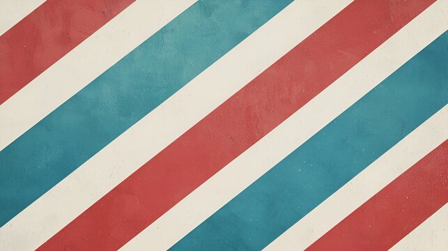 Fototapeta Diagonal stripes, red blue white, textured background, barber shop, design