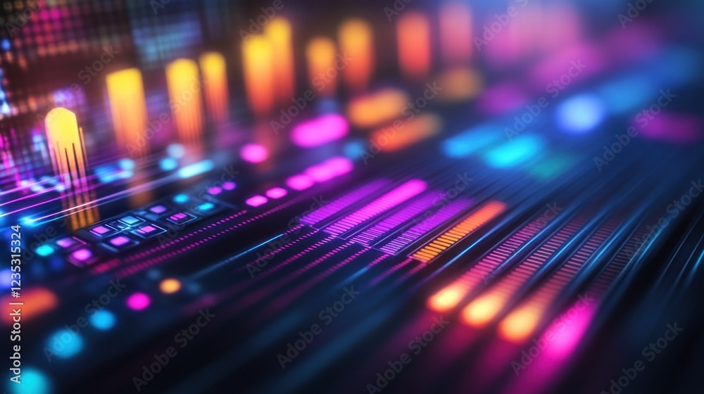 Poster abstract neon digital audio equalizer display