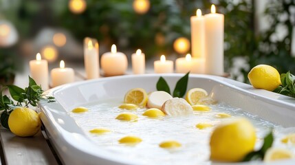 Luxurious Lemon Scented Bath With Candles