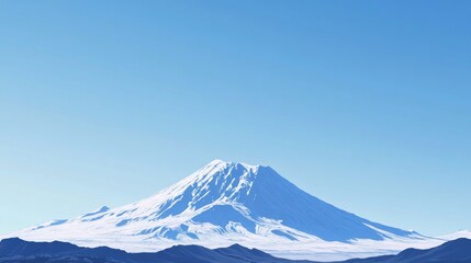 Majestic Snowcapped Mountain Under a Clear Blue Sky
