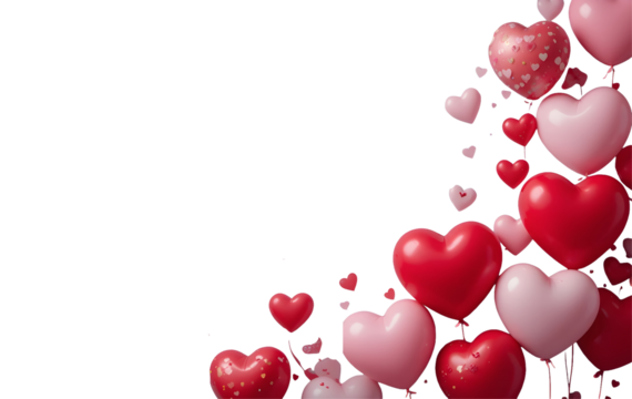 Romantic Red Pink Heart Balloons Valentine Day Festive Background Lovely Air Balloons Design Celebration Festive Decorations Romantic Love Concept    