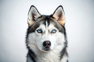 Fototapeta premium Majestic Siberian Husky Dog Portrait, White Background - Studio Photography
