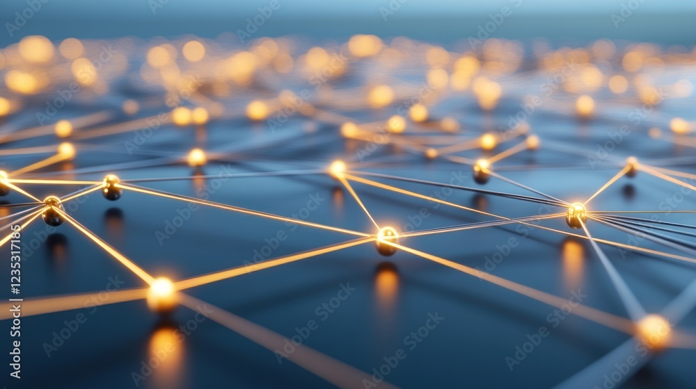 Aufkleber Illuminated Network Nodes Connected By Lines