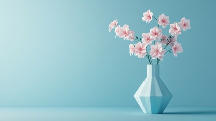 Pale Pink Flowers in a Light Blue Vase