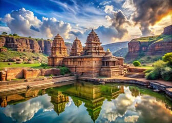Obraz premium Majestic Upper Shivalaya Temple in Badami, India