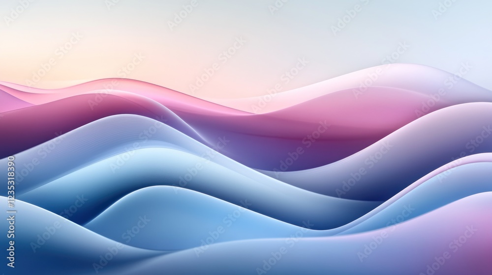 Poster abstract pastel waves flowing gently across a soft background
