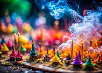 Miniature Incense Smoke Swirls: Mystical Aromatic Vapor Trails