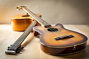 Minimalist Bass Guitar and Chord Photography: Simple Music Instruments