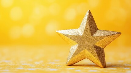 Golden Star on Yellow Background: Symbol of Excellence and Achievement